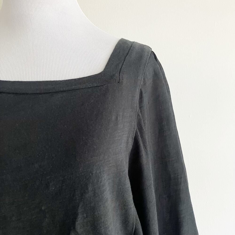 Anthropologie Akemi + Kin XS Top Black Balloon 3/4 Sleeves Square Neck Blouse - Picture 2 of 10